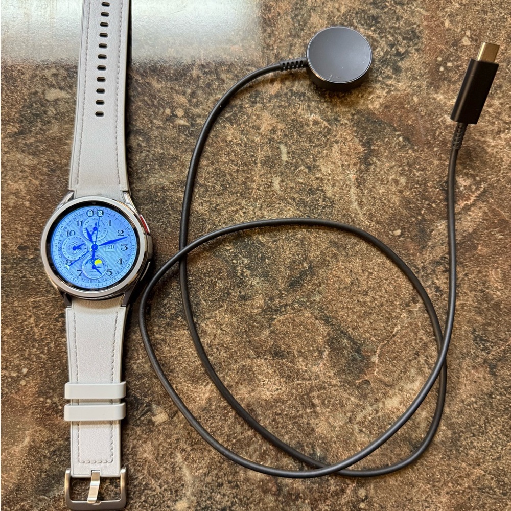 Samsung Silver Smartwatch with Charger